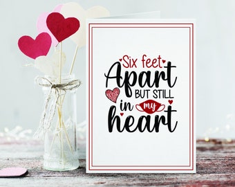 CLEARANCE Quarantine Greeting Card Love Heart Thinking Of You Card Him Her Long Distance Pandemic Cute Romantic Lover Girlfriend Card