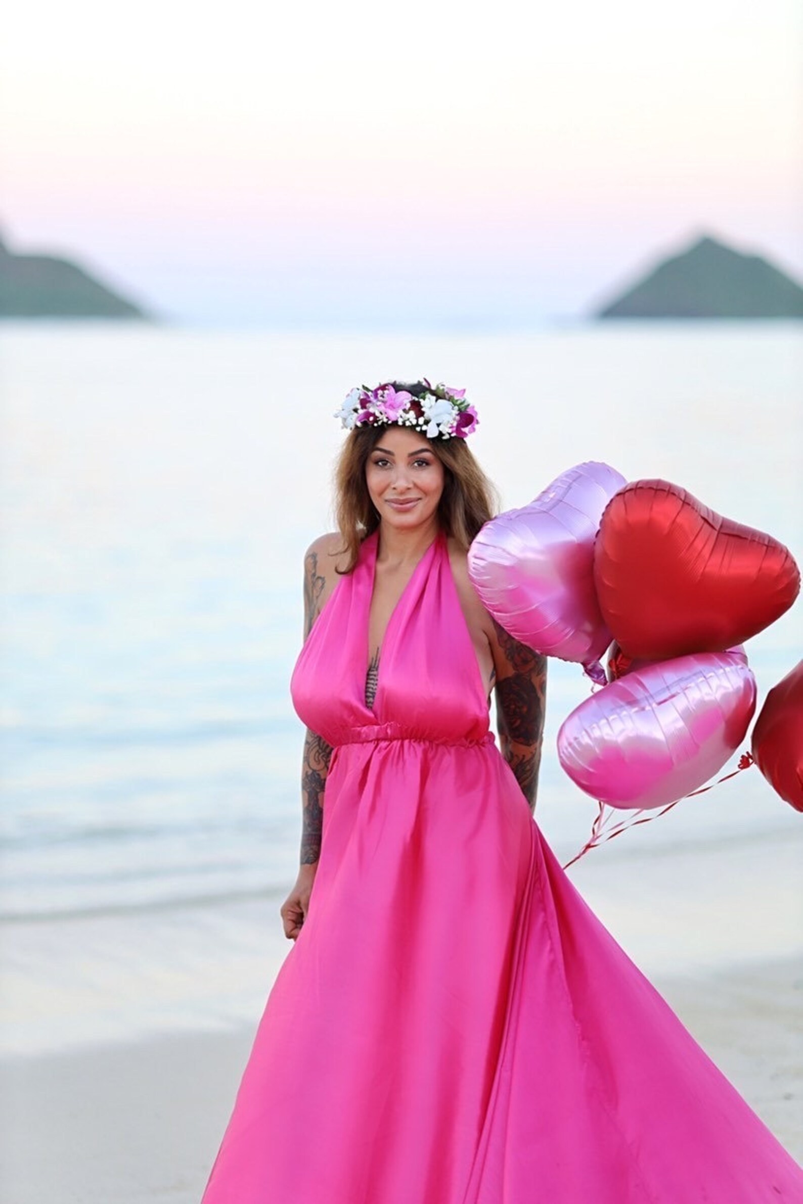Pink Heart Balloon Bundle Matte Romantic Decoration Matte Foil Balloon