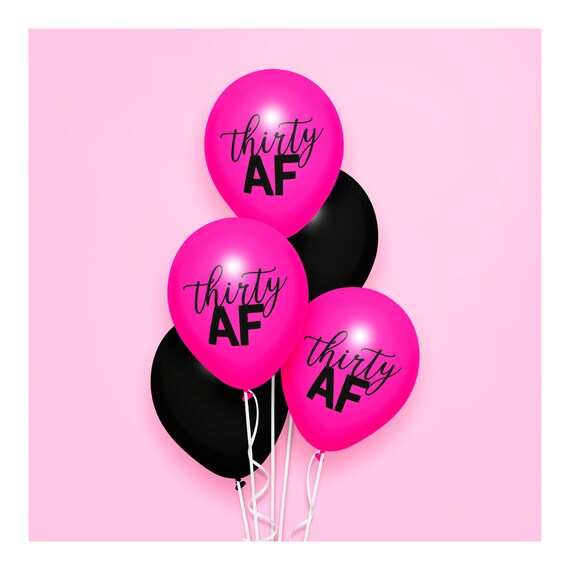 Hot Pink Balloons Thirty AF Happy Birthday Party Supply Girlish Fuchsia Feminine Mature Funny 30 As F*CK Decoration Adults Il_570xn