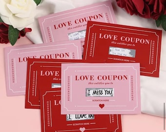 LOVE VOUCHERS Scratch Off Coupon Guess What Gift for Date Night Valentine’s Day Anniversary Birthday Surprise Token Ticket Party Favor