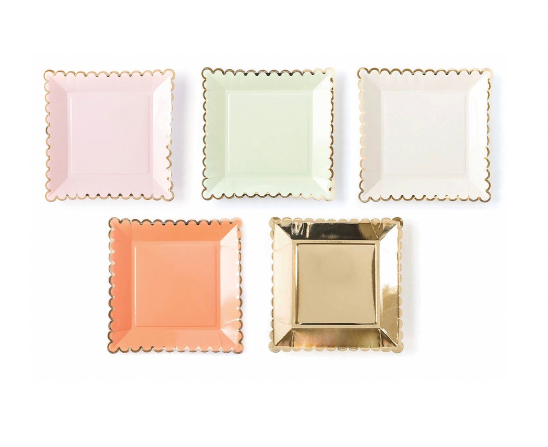 Square Paper Plates Bridal Shower Elegant Paper Plates Etsy