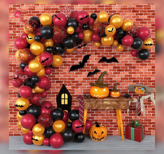 Halloween Arch Black Bats Blood Red Gold Black Confetti Balloon Bundle Horror Sinister Halloween DIY Garland Scary Party Decoration Il_570xn