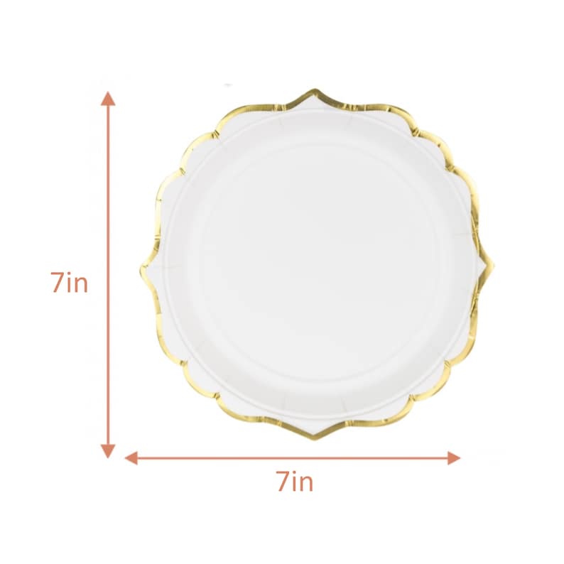 White Gold Christening Baby Shower Plates White Paper Plates Etsy