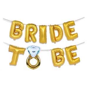 Bride To Be Balloon Banner with Diamond Ring Rose Gold Silver Foil Posh Decoration Bridal Shower Bachelorette Balloon Party Supply Garland image 3