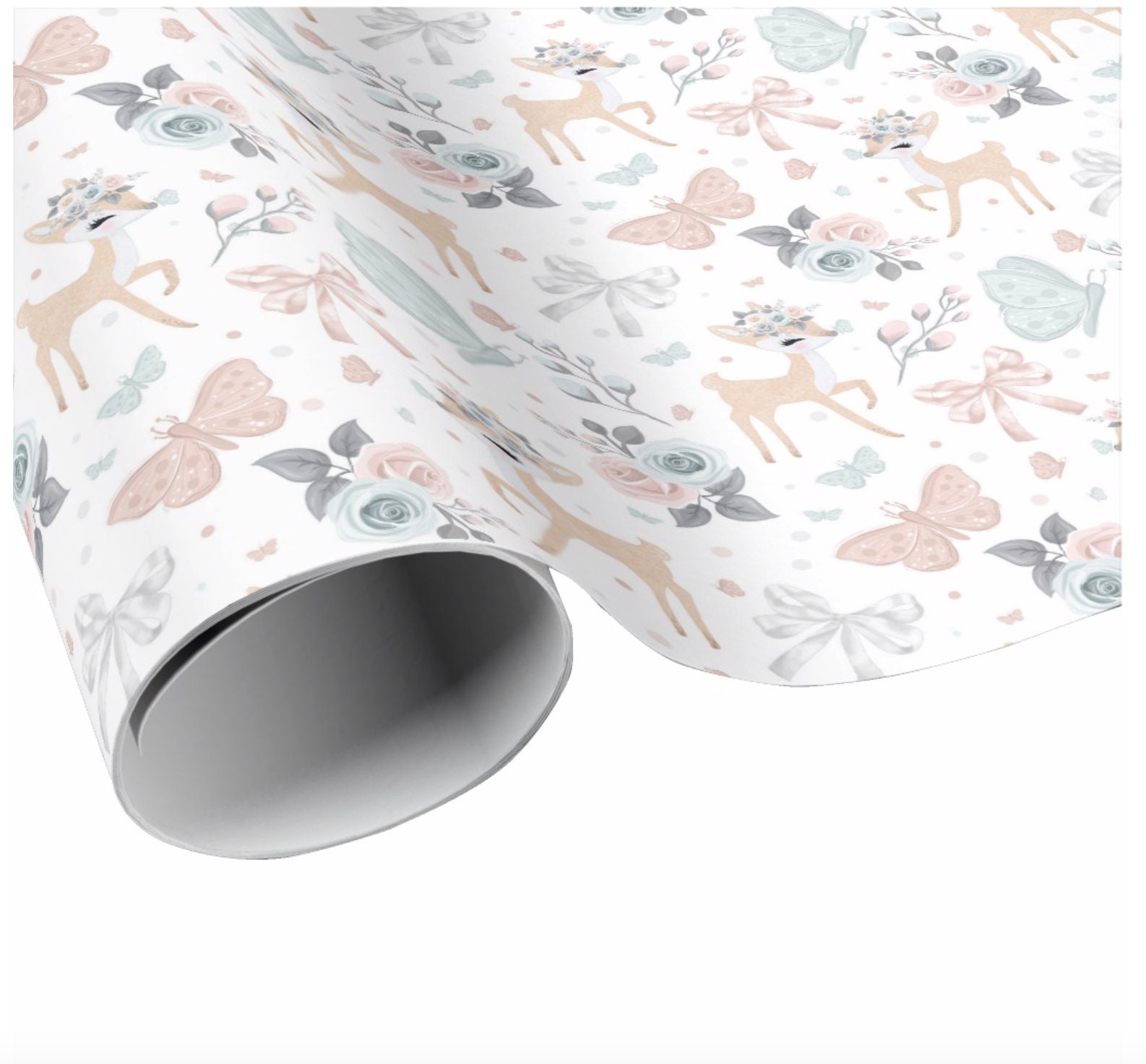 White Woodland Animals Kissing Dissolvable Wrapping Paper