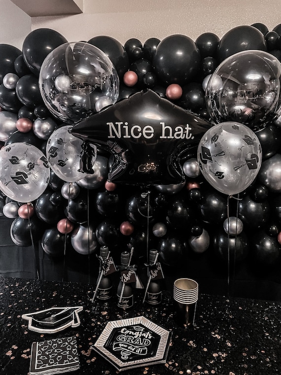 Graduation Cap Balloon Large Foil Nice Hat Elegant Stylish Unisex Black Party Supply College University Grad Celebrations Decoration Il_570xn