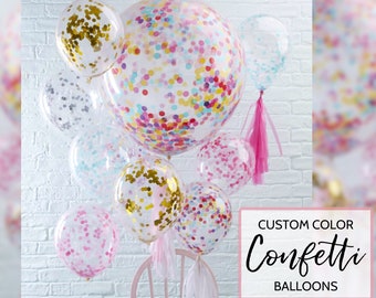 Custom Color Confetti Balloons Transparent Glitter Rainbow Colorful Party Balloon Kids Adults Birthday Bridal Baby Shower Wedding Decoration