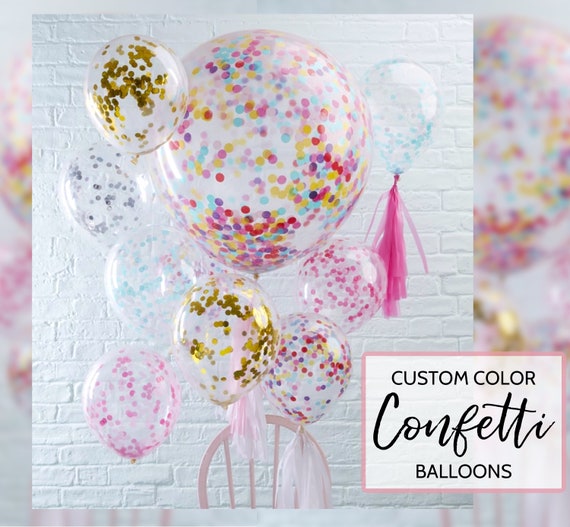 Custom Color Confetti Balloons Transparent Glitter Rainbow Colorful Party Balloon Kids Adults Birthday Bridal Baby Shower Wedding Decoration Il_570xn