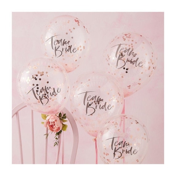 Team Bride Confetti Balloon Clear Rose Gold Modern Party Decoration Hen Night Bridal Shower Bachelorette Engagement Bridal Squad Balloons Il_570xn