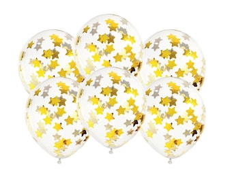 Klare Ballon gefüllt mit GOLD STERN CONFETTI Celestial Twinkle Sternennacht Weltraum Dekoration für die erste Geburtstags-Babyparty-Abschlussfeier