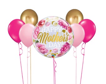Happy Mother’s Day Celebration Decoration Elegant Pink Gold Floral Roses Balloon Bundle Son Daughter To Mom Gift Party Supply
