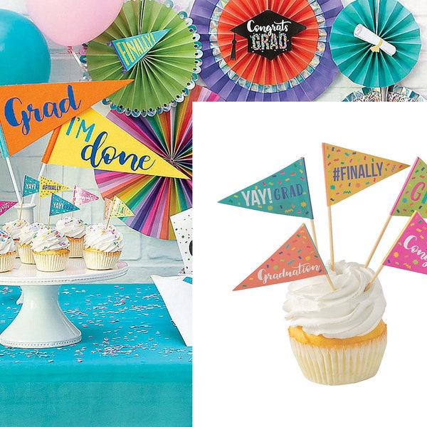 Graduation Picks Small Flags Small Cake Cupcake Toppers Food Snack Donut Pick Colorful Tabletop Decoration Celebration Signs Party Supply