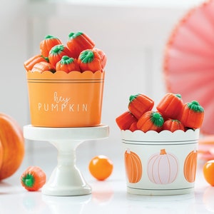 HEY PUMPKIN ベーキングカップ カップケーキ マフィン お菓子ライナー ハロウィン 収穫祭 ベビーシャワー 秋のお菓子カップ スナック フィンガーフード パーティー食器