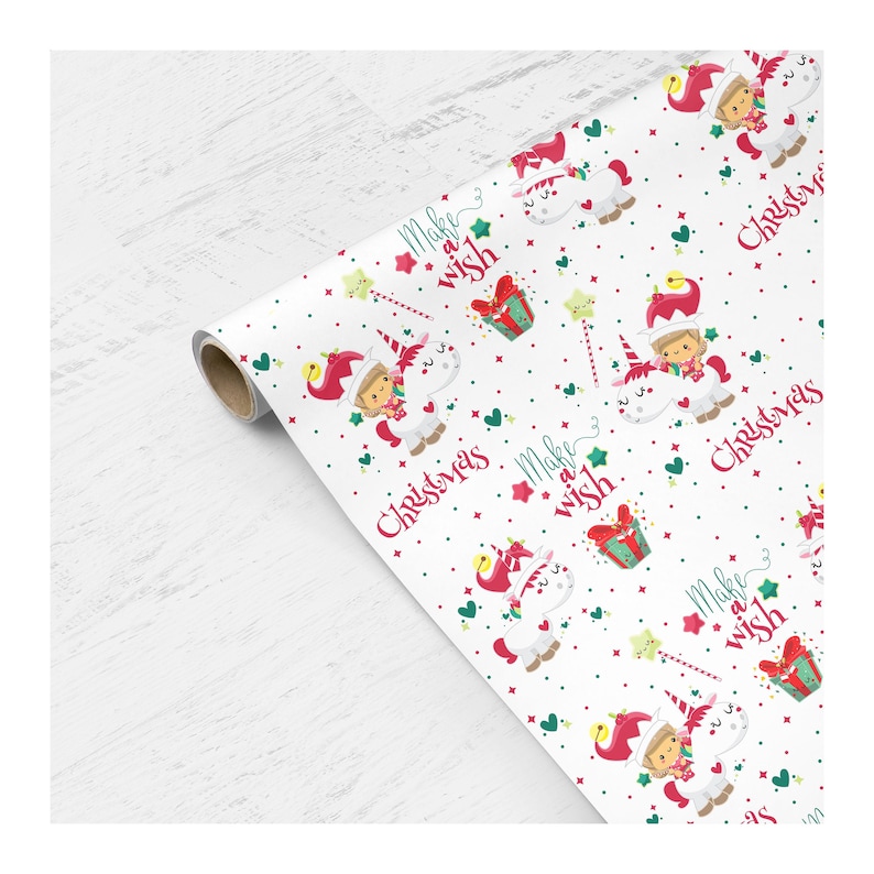 Unicorn Christmas Wrapping Paper Sheets Christmas Unicorn Etsy