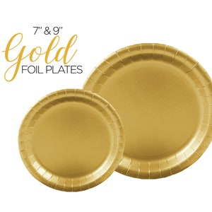 Gold Metallic Paper Plates Dessert Main Course Serving Wedding Engagement Bridal Shower Tableware Luxurious Shiny Round Plates Party Supply