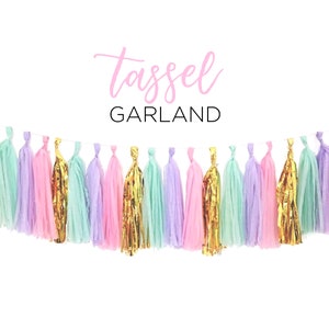 Multicolor Tassel Garland Easter Spring Decoration Gold Pink Teal Dangling Fringe Bunting Egg Hunt Porch Yard Garden Party Supply image 1