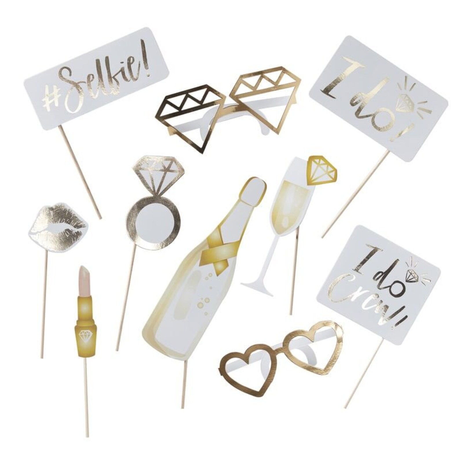 10 Wedding Photo Booth Props Gold Bridal Shower Selfie Glasses - Etsy
