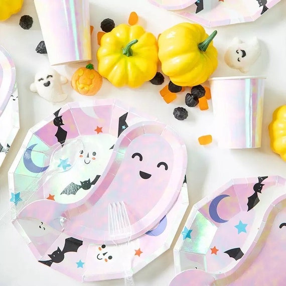 Ghost Tableware MIX and MATCH Spooky Ghost Paper Plates Cups Cutlery Color Changing DIY Halloween Dinnerware Cute Scary Decoration Il_570xn