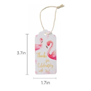 Flamingo Gift Tag PRINTED Cute Pink Thank You Favor Card Tropical ...