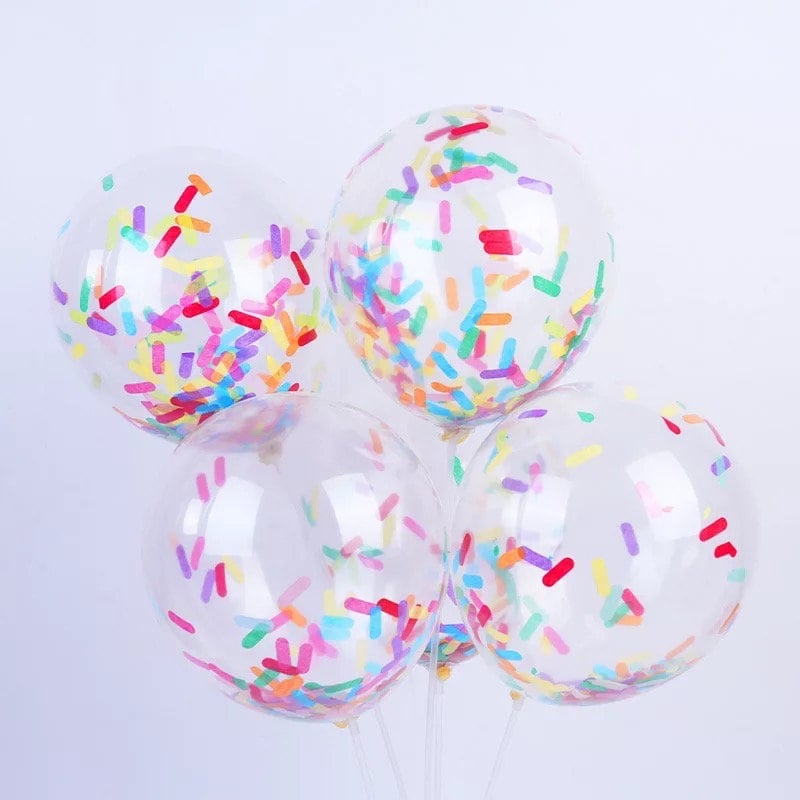 Clear Balloon with Sprinkle Confetti Multicolor Cheerful Ice Cream Donut Decoration First Birthday Baby Shower Kids Party Supply