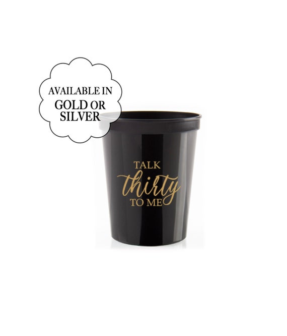 Black Gold 30 Birthday Essential Decor Talk Thirty To Me Party Cups Set Stylish Double Sided Design Reusable Eco-Friendly Plastic Drinkware Il_570xn
