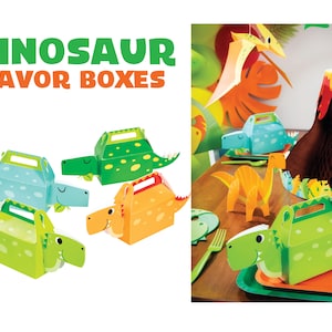 Dinosaur Party Box for Kids Boys Party Birthday Celebrations Jurassic T-rex Animal Jungle Dino Gifts Sweets Treats Favor Foldable Boxes