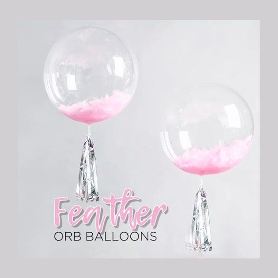 Buy Feather Filled Balloon Giant Clear Bubble Pink Blue White