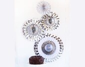 Foil Paper Fan Set Chrome Silver Hanging Party Decoration Trendy Modern Wedding Engagement Birthday Corporate Graduation Pinwheels Il_170x135