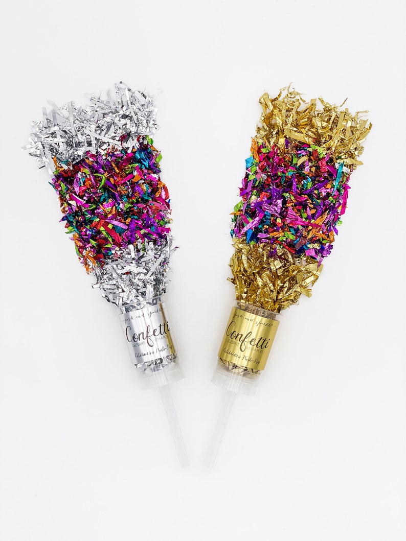 Shiny Confetti Poppers Gold Silver Rainbow Metallic Push Open Etsy