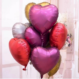 Pink Heart Balloon Bundle Matte Romantic Decoration Matte Foil Balloon
