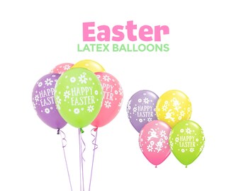 Happy Easter Balloons Multicolor Spring Pastel Yellow Pink Green Purple Balloons Gift Bouquet Kids Egg Hunt Outdoor Porch Decor Party Supply