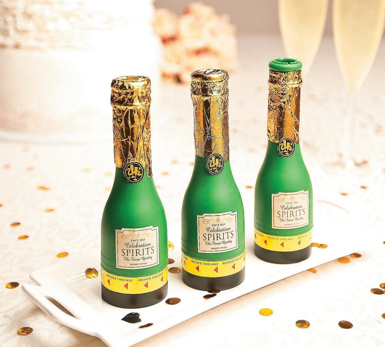 Confetti Poppers Set Champagne Bottle Gold Sparkling Confetti Etsy