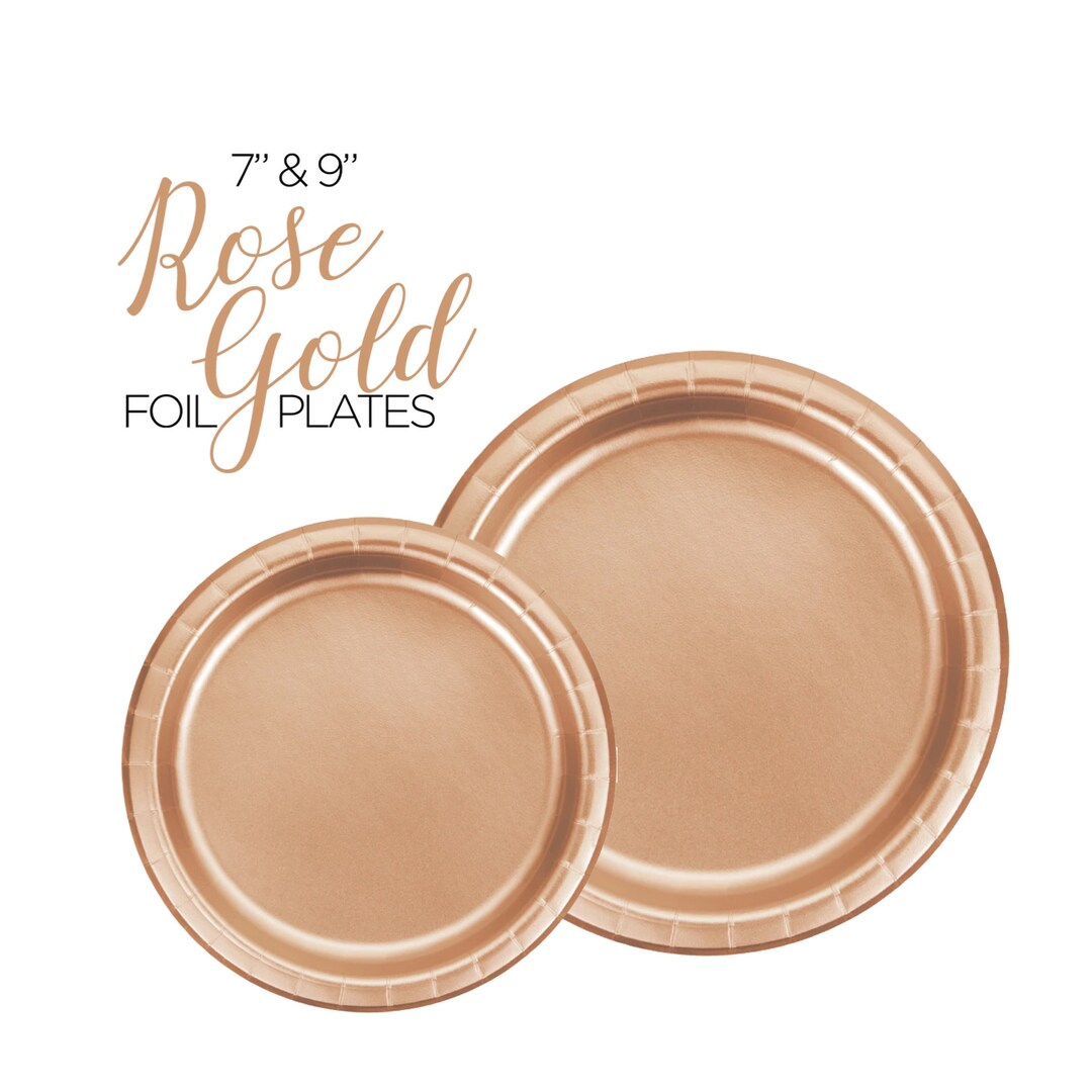 Rose Gold Baby Shower Paper Plate Set Rose Gold Birthday Party Supply 7