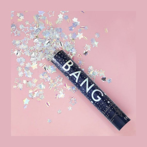 Iridescent Stars Confetti Cannon Sparkling Shining New Year Celebration Supply Silver Posh Elegant Party Popper Shooter Quarantine Festivity Il_570xn