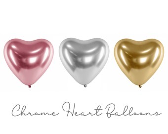 Heart Shape Balloons Chrome Latex Plain Pink Silver Gold Balloons Valentine’s Day Romantic Love Decoration Wedding Engagement Party Supply