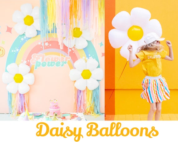 Colorful Flower Balloons Decorations Huge Floral Balloons Spring Themed  Birthday Party Decorations Party Supplies Foil Mylar Groovy Daisy Balloon  for