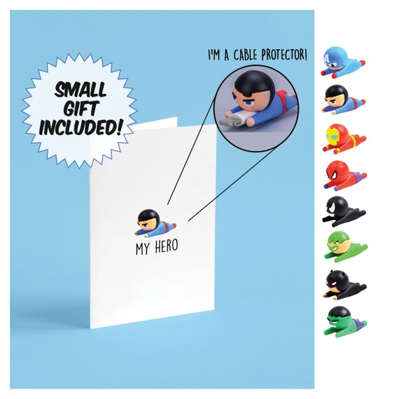 My Hero Minimalist Father’s Day Greeting Card Superhero Illustration with Cable Protector Gift Hulk Batman Superman Venom Comic Characters Il_570xn