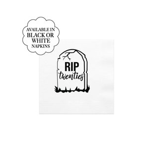 Weiß Servietten 30 Jahre RIP Twenties Party Dekoration Posh Minimalist Papiertaschentücher Grabstein Halloween Geburtstag Rest in Peace 20 Jahre