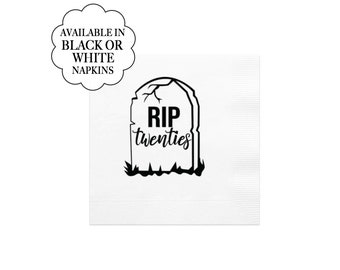 白い30歳の誕生日ナプキン RIP Twenties パーティーデコレーション 上品なミニマリストペーパーティッシュ 墓石 ハロウィン 誕生日 安らかに眠れ 20年