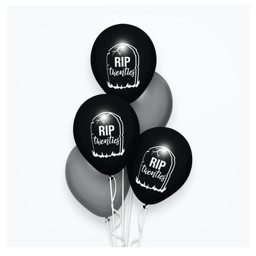 R.I.P Twenties Birthday Black Balloons Set, Black Minimalist Party Supply Decor, Rest in Peace 20s, Happy 30th Birthday, Adult Life
