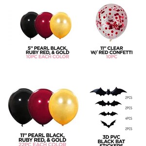 Halloween Arch Black Bats Blood Red Gold Black Confetti Balloon Bundle Horror Sinister Halloween DIY Garland Scary Party Decoration image 8