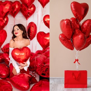 CLEARANCE BUNDLE Heart Shape Imperfect Balloons Shiny Foil Surprise Party Decoration Pink Red Romantic Valentine&#39;s Day 18inch Love Balloons
