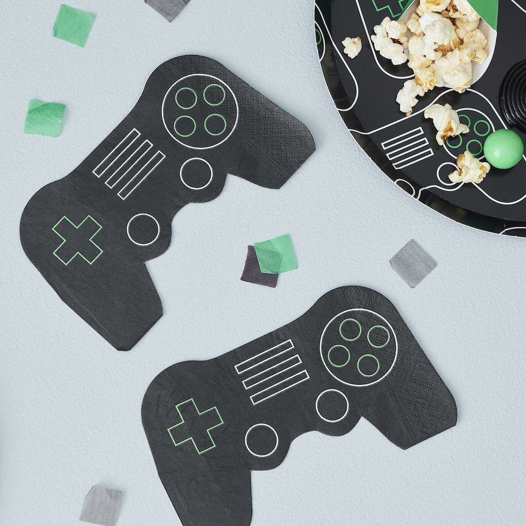 Gaming Paper Napkins in Controller Shape Retro Video Game Geeky Nerdy ...