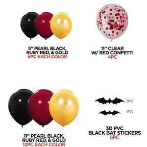 Halloween Arch Black Bats Blood Red Gold Black Confetti Balloon Bundle Horror Sinister Halloween DIY Garland Scary Party Decoration image 2