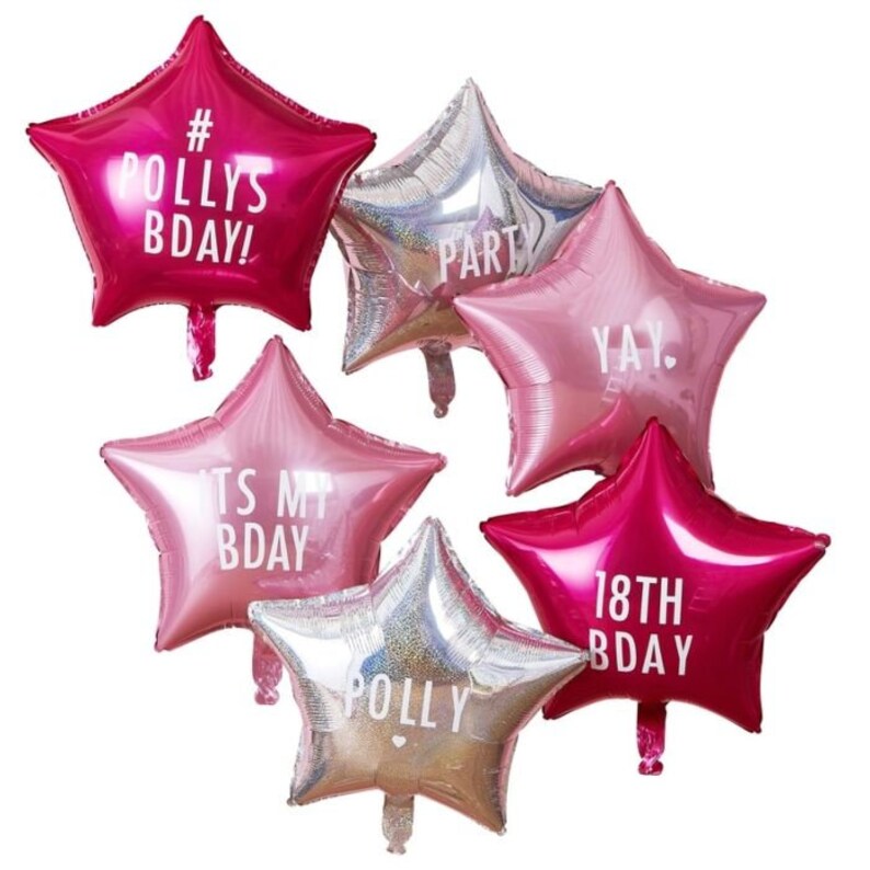 Personalized Birthday Balloons with Names Pink Star Balloons Etsy