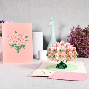 Cherry Blossom Tarjeta de felicitación árbol floral rosa gracias pensando en usted multi ocasión celebración tarjeta aniversario abuela regalo