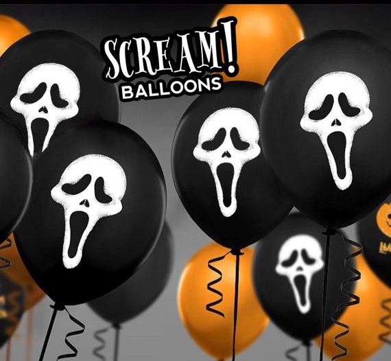 Scream Balloon Spooky Horror Black Grim Reaper Ghost Mask Halloween Bouquet Decoration Party Supply Entryway Table Ornament Photo Prop Il_570xn