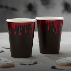 Black Paper Cups With BLOOD DRIP Design Halloween Drinkware Creepy ...