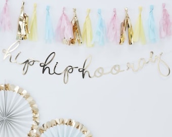 Hip Hip Hooray Banner Jubel Glückwünsche Gold Party Dekorationen für Graduierung Bachelorette Verlobung Geburtstag Brautparty Ostern
