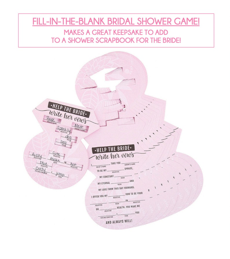 Bridal Shower Game Help the Bride Write Her Vows Fill the - Etsy
